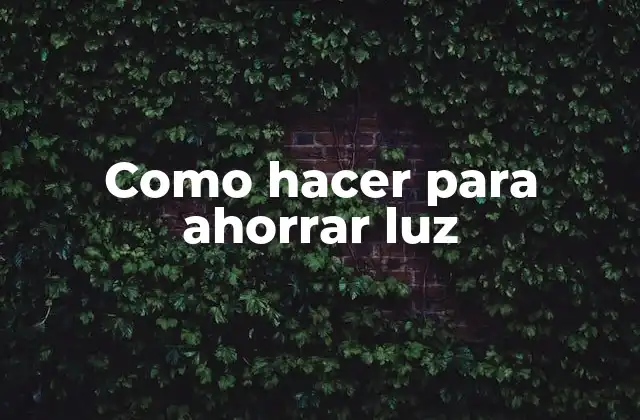 Como Hacer para Ahorrar Luz