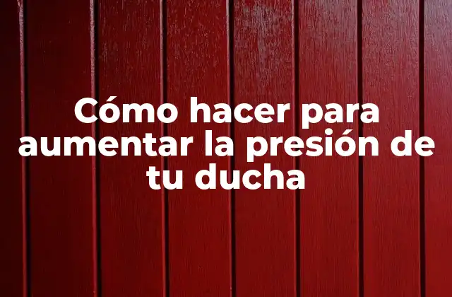Cómo Hacer para Aumentar la Presión de Tu Ducha