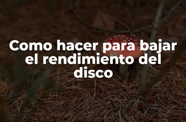 Como Hacer para Bajar el Rendimiento Del Disco