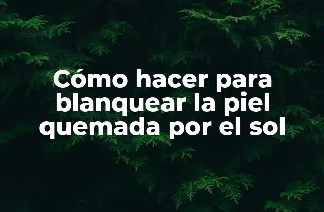 Cómo Hacer para Blanquear la Piel Quemada por el Sol