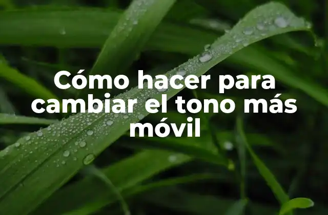 Cómo Hacer para Cambiar el Tono Más Móvil