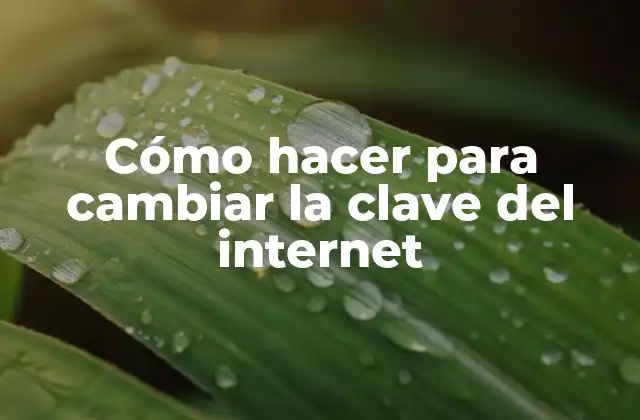 Cómo Hacer para Cambiar la Clave Del Internet