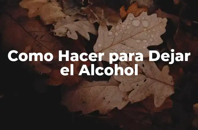 Como Hacer para Dejar el Alcohol 2 ¿Qué es Dejar el Alcohol?