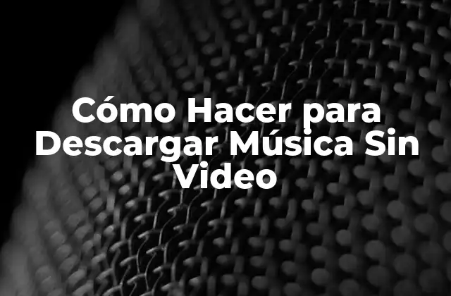 Cómo Hacer para Descargar Música Sin Video