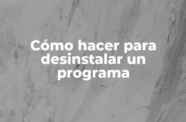 Cómo Hacer para Desinstalar un Programa