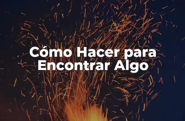 Cómo Hacer para Encontrar Algo