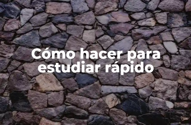Cómo Hacer para Estudiar Rápido