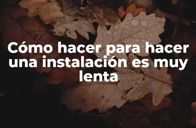 Cómo Hacer para Hacer una Instalación es Muy Lenta