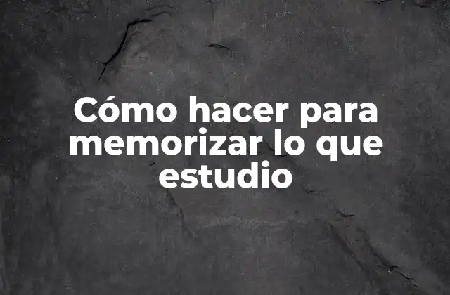 Cómo Hacer para Memorizar Lo que Estudio