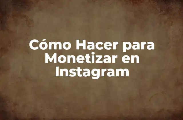 Cómo Hacer para Monetizar en Instagram