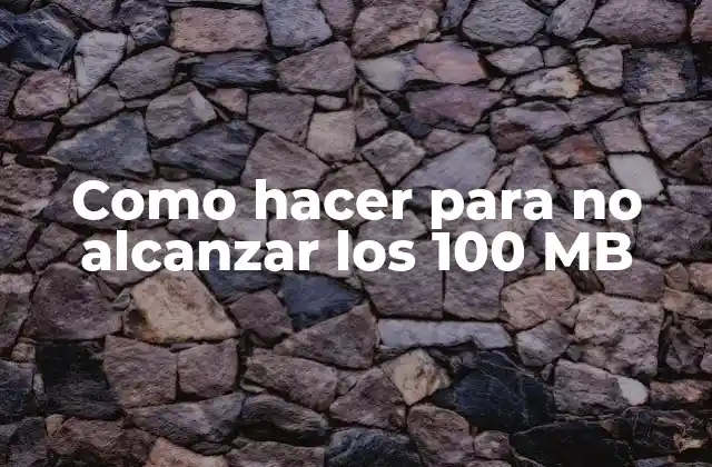 Como Hacer para No Alcanzar los 100 Mb