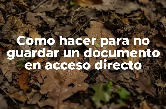 Como Hacer para No Guardar un Documento en Acceso Directo