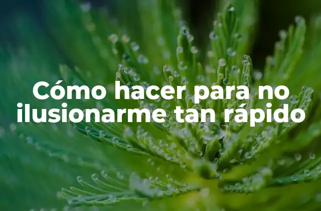 Cómo Hacer para No Ilusionarme Tan Rápido