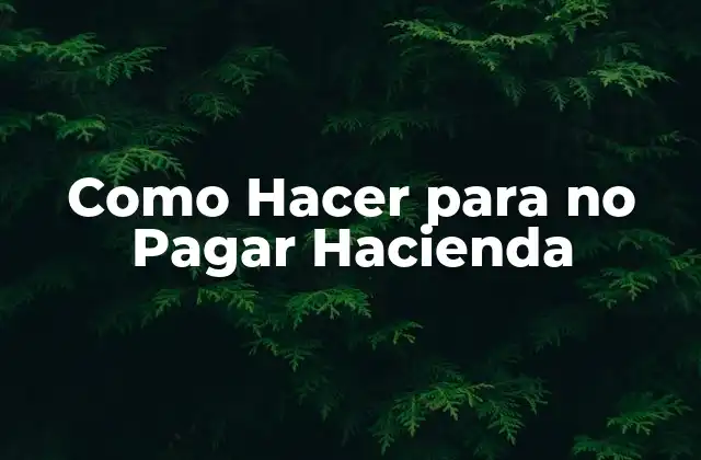 Como Hacer para No Pagar Hacienda