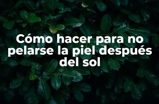 Cómo Hacer para No Pelarse la Piel Después Del Sol
