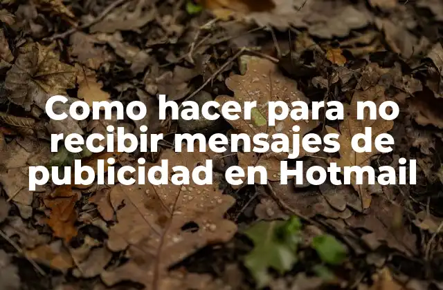 Como Hacer para No Recibir Mensajes de Publicidad en Hotmail