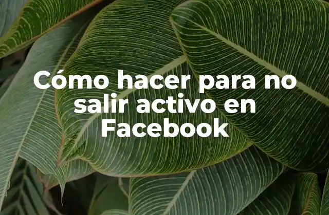 Cómo Hacer para No Salir Activo en Facebook