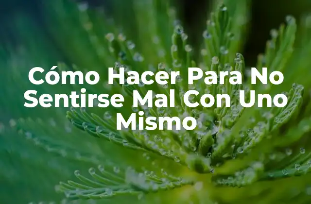 Cómo Hacer para No Sentirse Mal con Uno Mismo