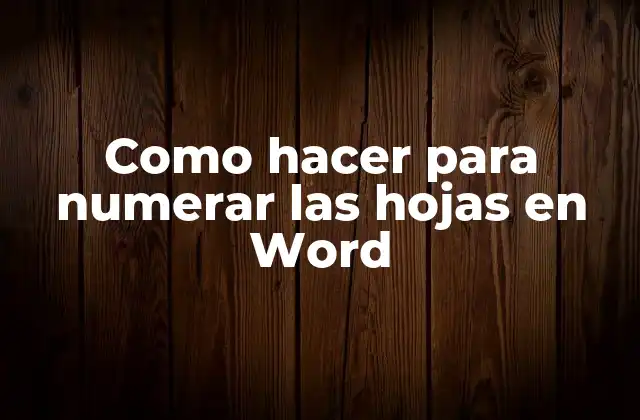 Como Hacer para Numerar las Hojas en Word