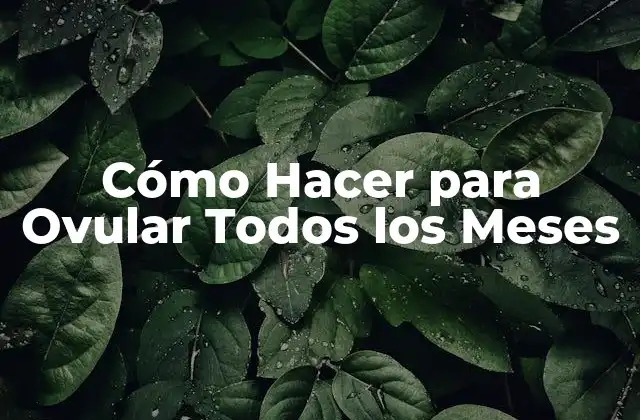 Cómo Hacer para Ovular Todos los Meses