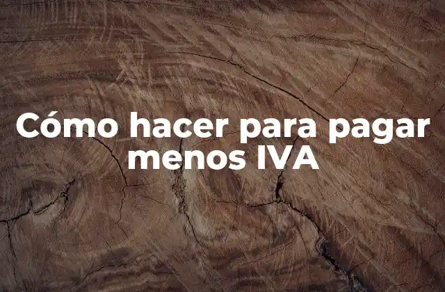 Cómo Hacer para Pagar Menos Iva