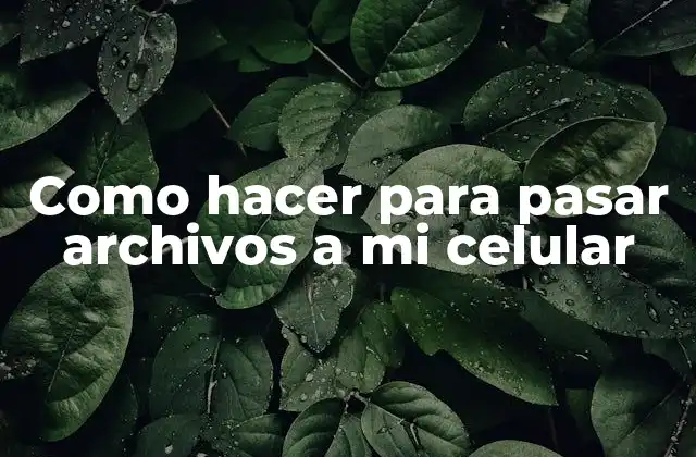 Como Hacer para Pasar Archivos a Mi Celular