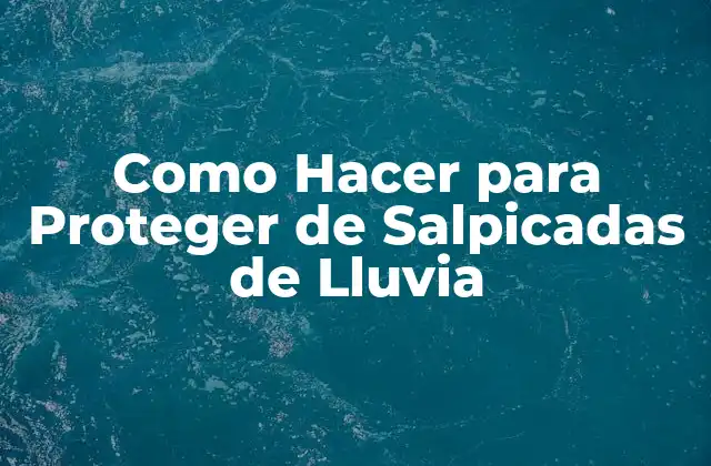 Como Hacer para Proteger de Salpicadas de Lluvia