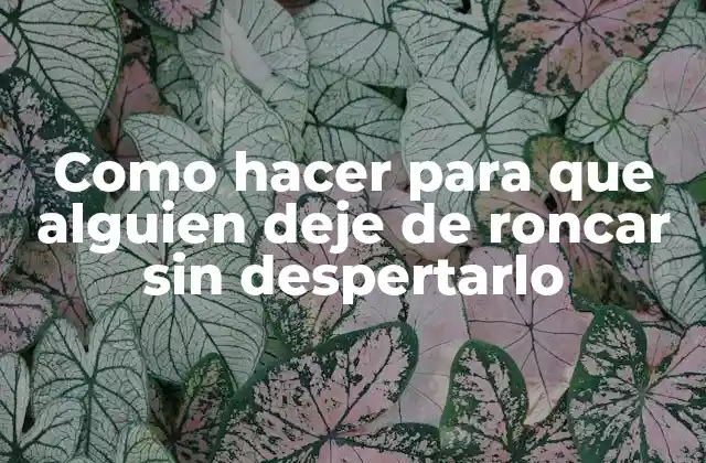 Como Hacer para que Alguien Deje de Roncar sin Despertarlo