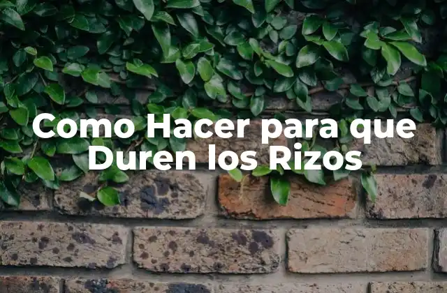 Como Hacer para que Duren los Rizos