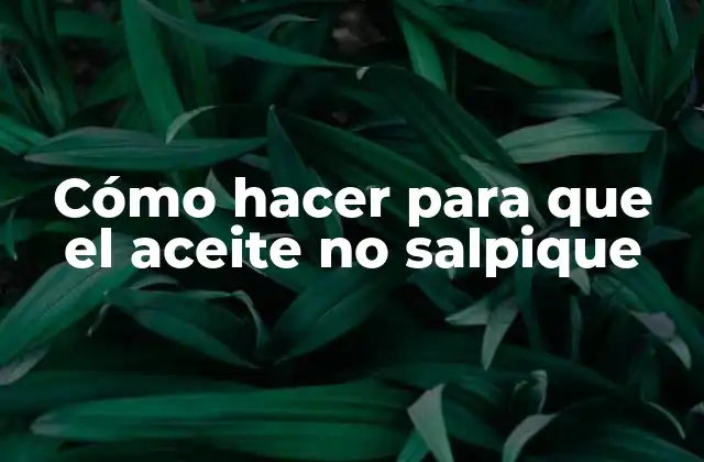 Cómo Hacer para que el Aceite No Salpique