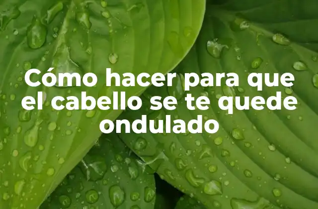 Cómo Hacer para que el Cabello Se Te Quede Ondulado
