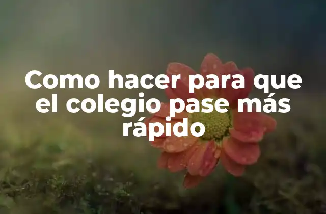 Como Hacer para que el Colegio Pase Más Rápido