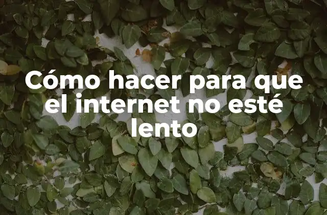 Cómo hacer para que el internet no esté lento