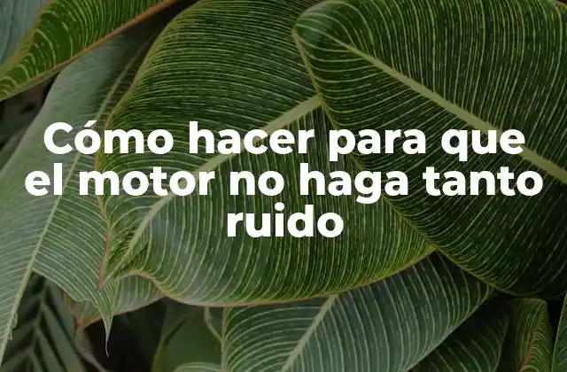 Cómo Hacer para que el Motor No Haga Tanto Ruido