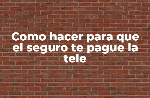 Como Hacer para que el Seguro Te Pague la Tele