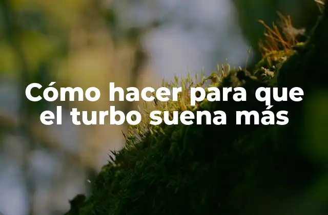 Cómo hacer para que el turbo suena más