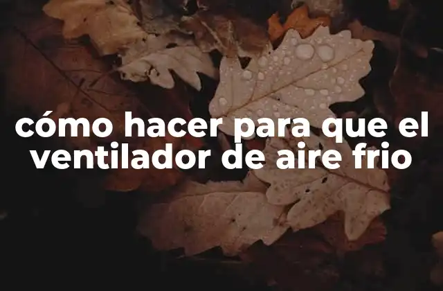 Cómo Hacer para que el Ventilador de Aire Frio