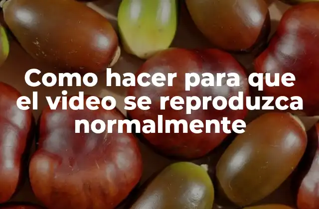 Como Hacer para que el Video Se Reproduzca Normalmente