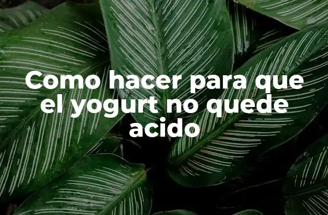 Como Hacer para que el Yogurt No Quede Acido