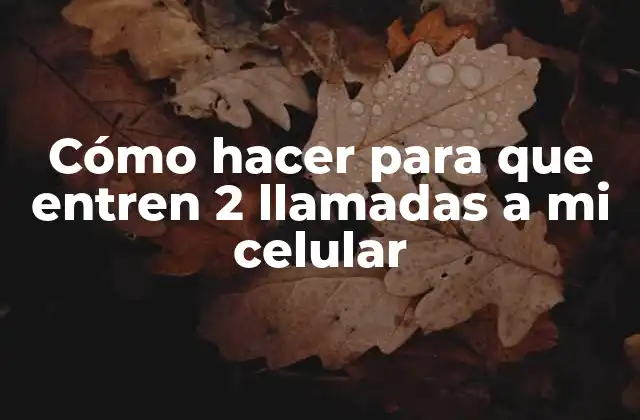Cómo Hacer para que Entren 2 Llamadas a Mi Celular