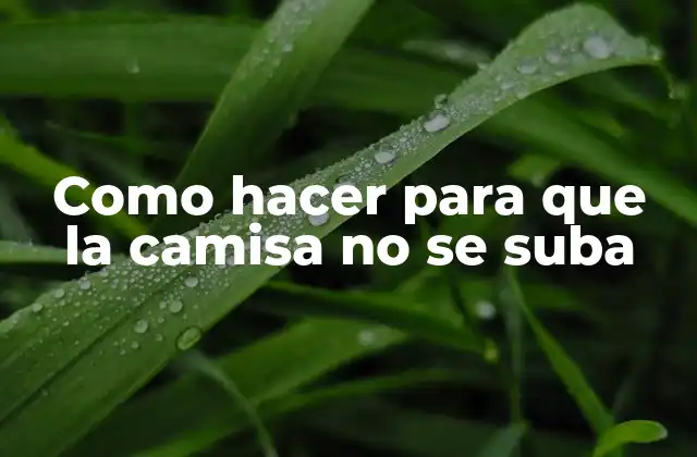 Como Hacer para que la Camisa No Se Suba