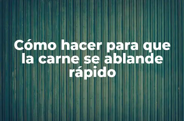 Cómo Hacer para que la Carne Se Ablande Rápido