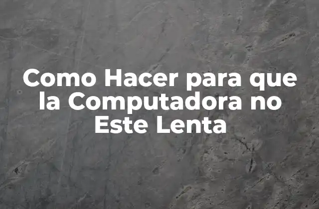 Como Hacer para que la Computadora No Este Lenta 2 Que es una Computadora Lenta