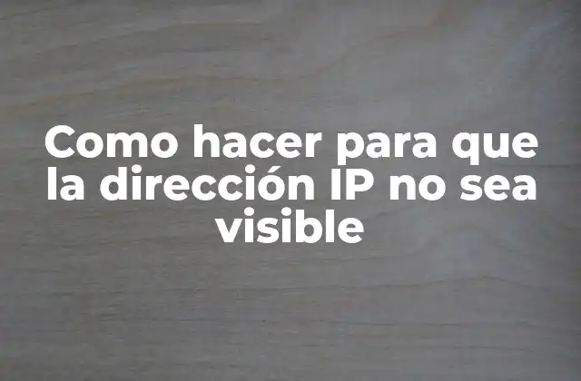 Como Hacer para que la Dirección Ip No Sea Visible