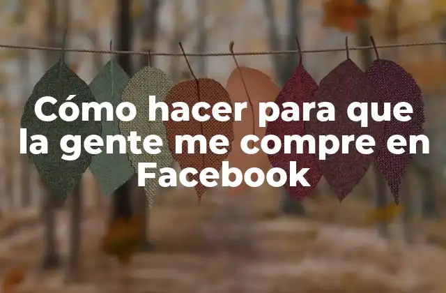 Cómo hacer para que la gente me compre en Facebook