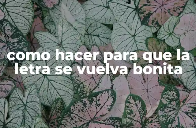 Como Hacer para que la Letra Se Vuelva Bonita