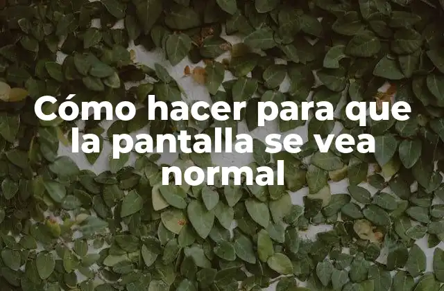 Cómo Hacer para que la Pantalla Se Vea Normal