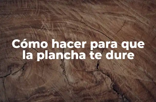 Cómo Hacer para que la Plancha Te Dure