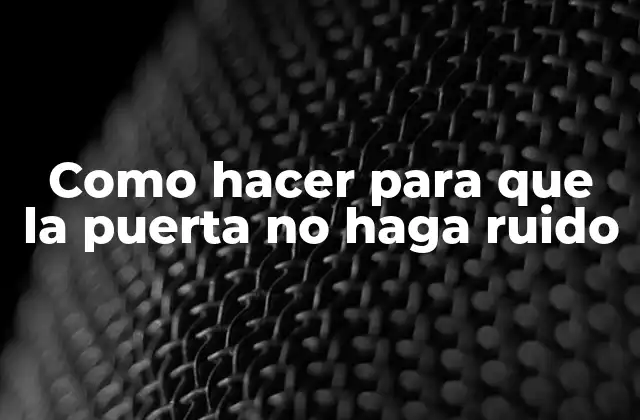 Como Hacer para que la Puerta No Haga Ruido 2 Como hacer para que la puerta no haga ruido