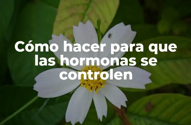 Cómo hacer para que las hormonas se controlen